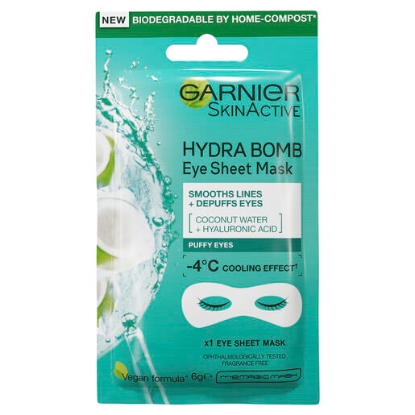 Picture of Garnier Hydra Bomb Hyaluronic Acid + Coconut Water Eye Sheet Mask 6g