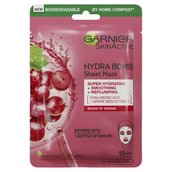 Picture of Garnier Hydra Bomb Hyaluronic Acid + Grape Seed Anti Ageing Sheet Mask 28g