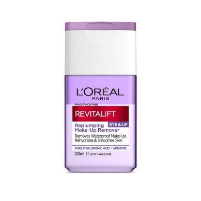 Picture of L'Oreal Paris Revitalift Filler Hyaluronic Acid Fragrance Free Plumping Eye & Lip Waterproof Makeup Remover suitable for Sensitive Skin 125ml