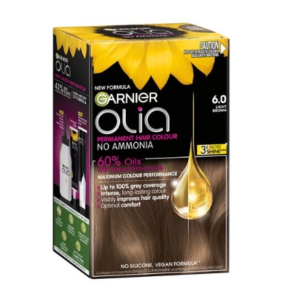 Picture of Garnier Olia 6.0 Light Brown Permanent Hair Colour No Ammonia, 60% Oils