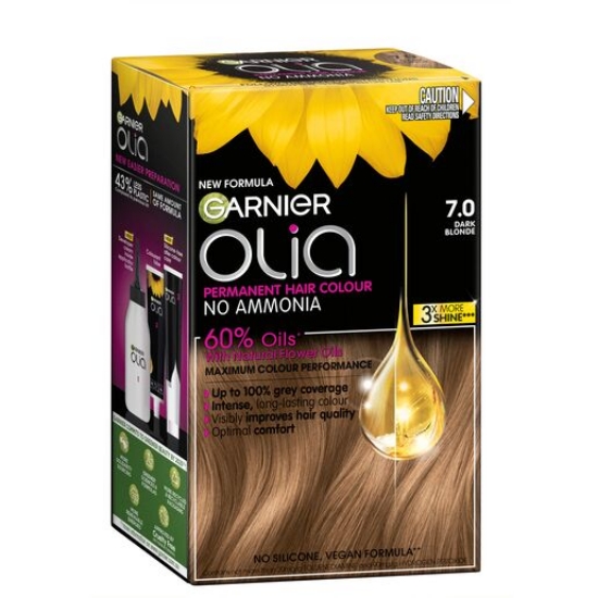 Picture of Garnier Olia 7.0 Dark Blonde Permanent Hair Colour No Ammonia, 60% Oils