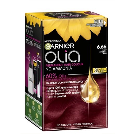 Picture of Garnier Olia 6.66 Very Intense Red Permanent Hair Colour No Ammonia, 60% Oils